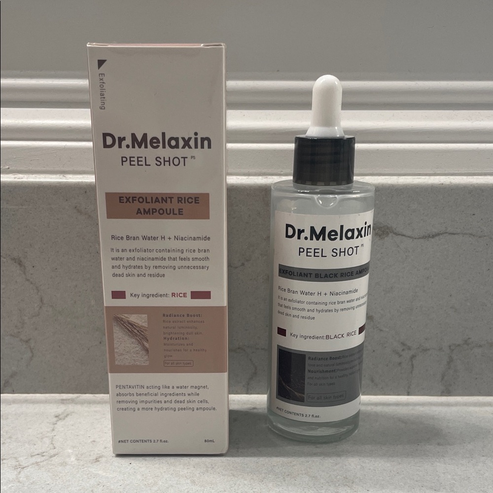 Peel Shot Exfoliant Rice Ampoule - Black and White